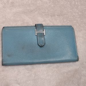 HERMES Bearn Veau Epsom Leather Long Bifold Wallet